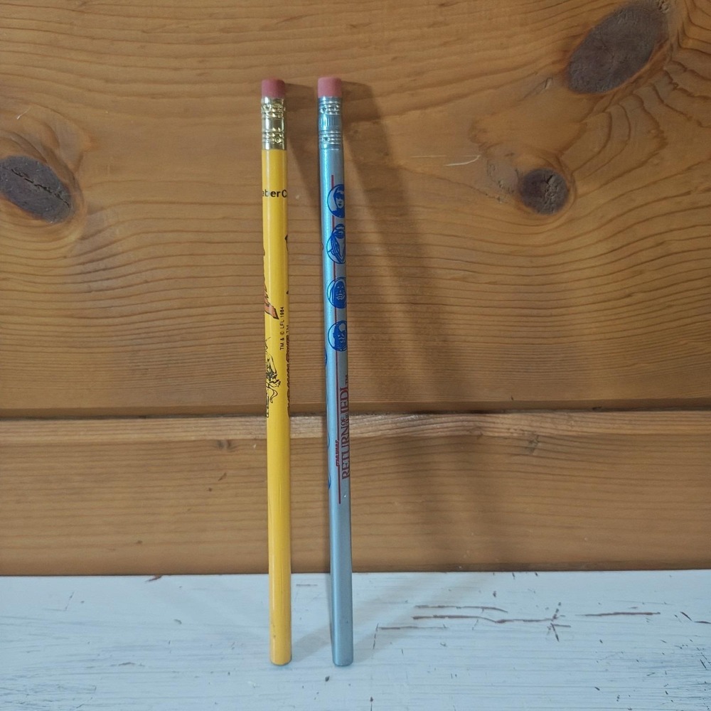 Set of 2 Vintage 80s Pencil 1983 Return of The Jedi and 1984 Indiana Jones
